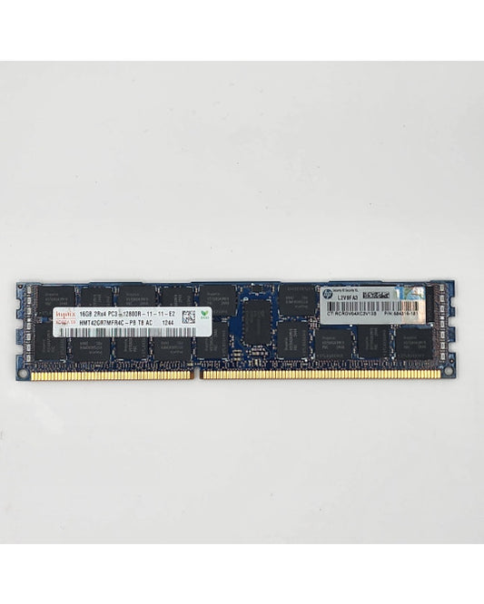 Vista frontal del módulo de memoria DDR3 SK Hynix de 16 GB (dual-rank x4, 12800 MT/s) para servidores HP.