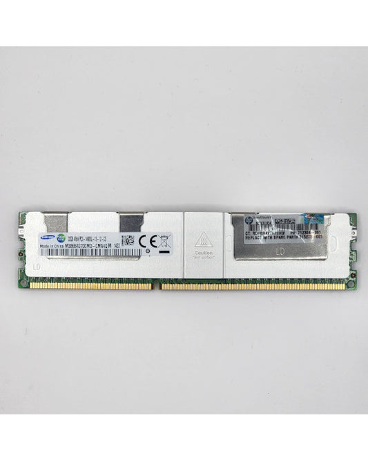 Vista frontal del módulo de memoria DDR3 Samsung de 32 GB (quad-rank x4 LRDIMM, 14900 MT/s) para servidores HP.