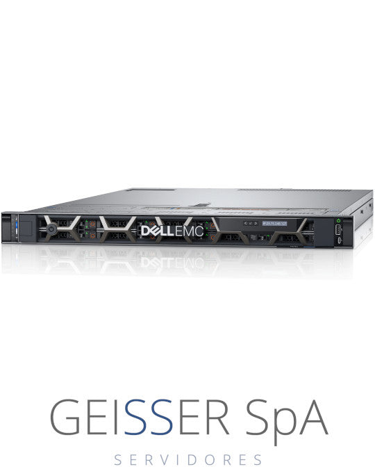 Imagen frontal del servidor Dell R640 (1U) con 8 bahías SFF, mostrando su diseño compacto y panel frontal.