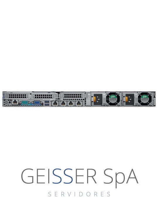 Vista lateral del servidor Dell R640 (1U) con 8 bahías SFF, destacando su sistema de enfriamiento.